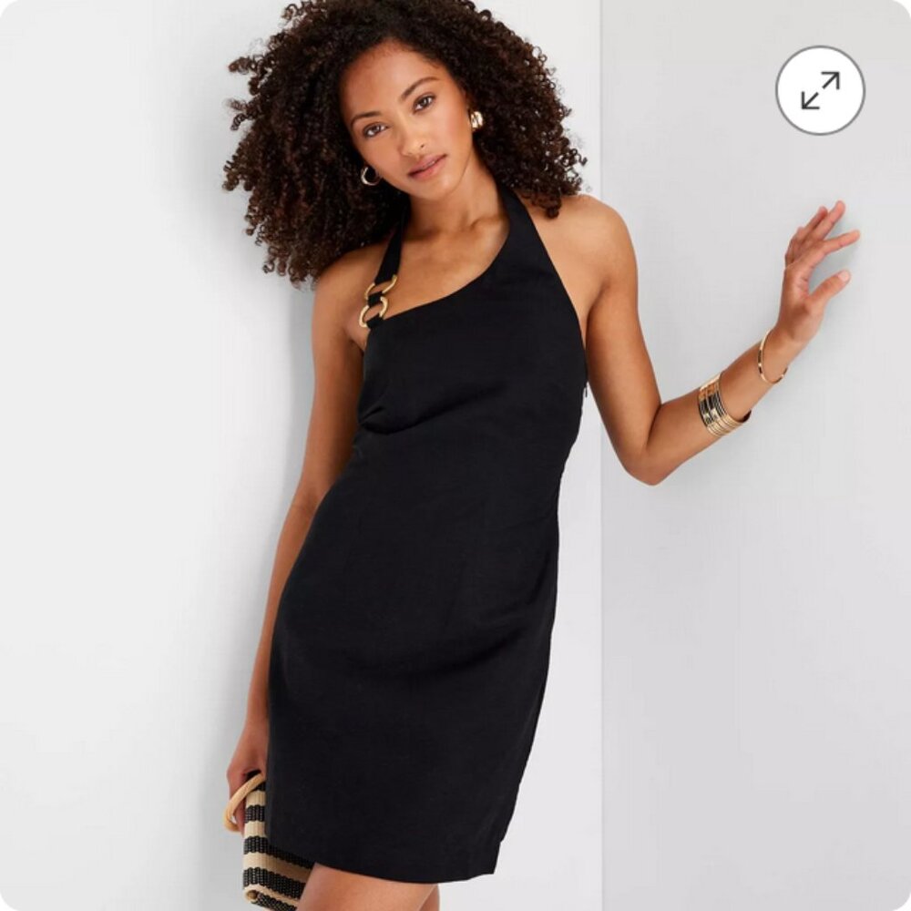 Jenee Naylor Ring Detail Mini Dress NWT Black Size 14 Future Collective